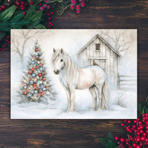 Tarjeta de Navidad del encantador caballo blanco y