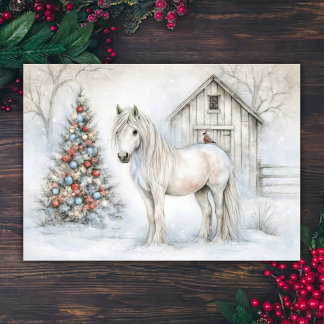 Tarjeta de Navidad del encantador caballo blanco y
