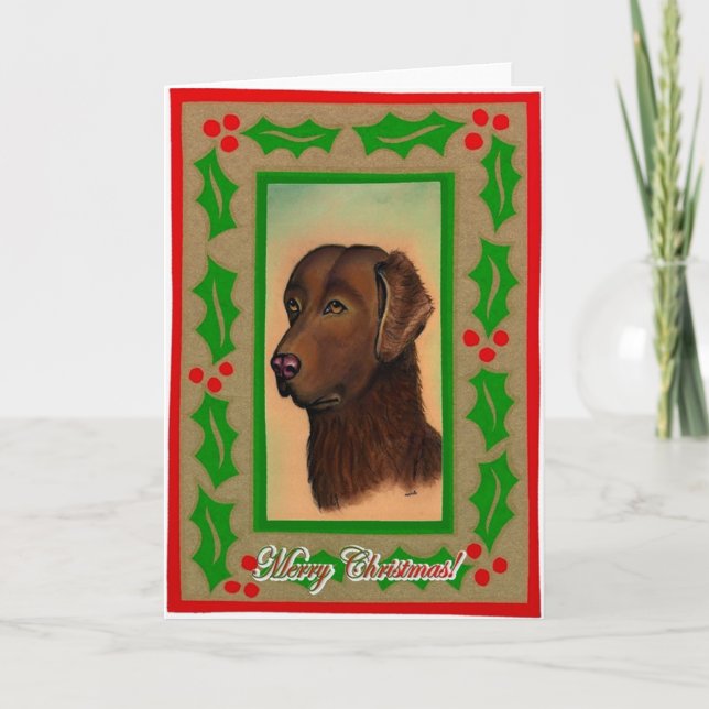 Tarjeta de Navidad del espacio en blanco del perro (Anverso)