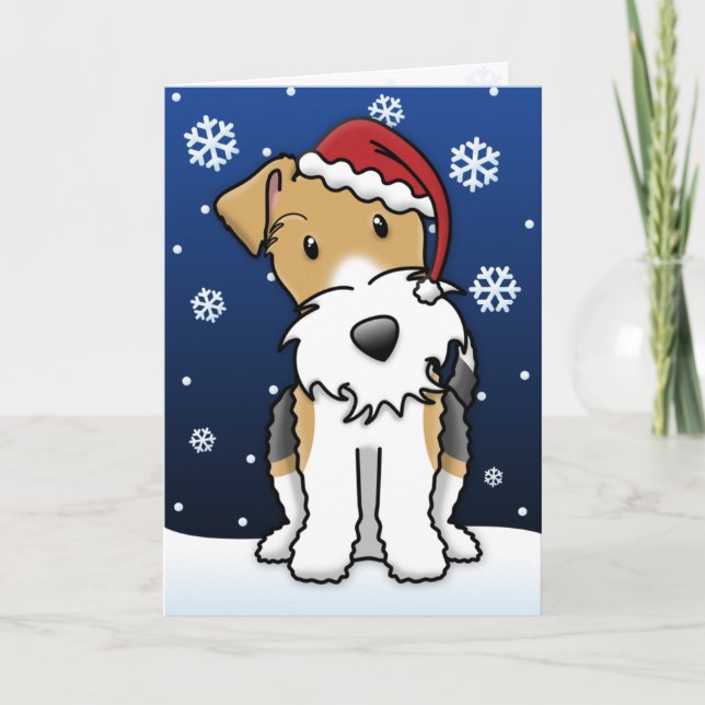 Tarjeta de Navidad del fox terrier del alambre de (Anverso)