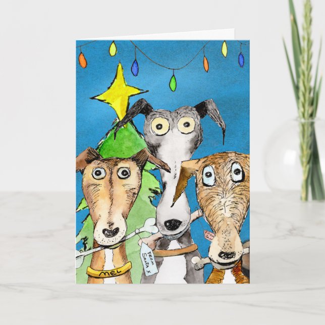 Tarjeta de Navidad del galgo (a519) (Anverso)