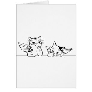 Tarjeta de Navidad del gatito del ángel