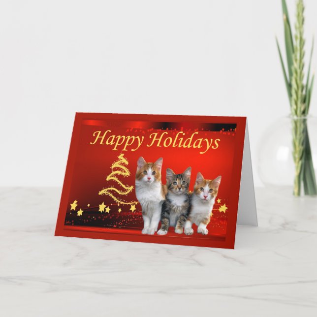 Tarjeta de Navidad del gato (Anverso)