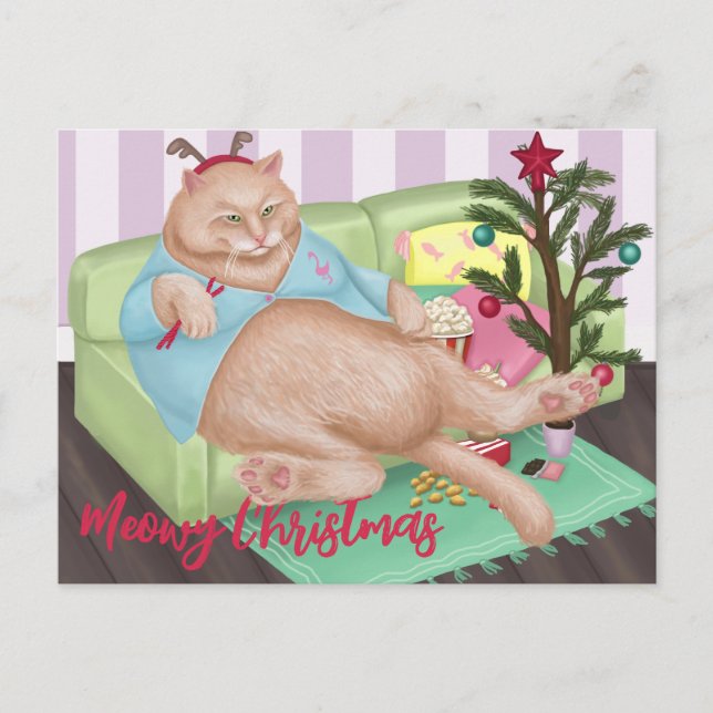 Tarjeta de Navidad del Gato (Anverso)