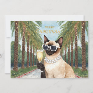 Tarjeta de Navidad del gato siamés de California