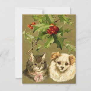 Tarjeta de Navidad del gato y del perro