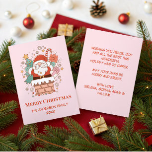Tarjeta de Navidad del gnomo de Santa Claus lindo