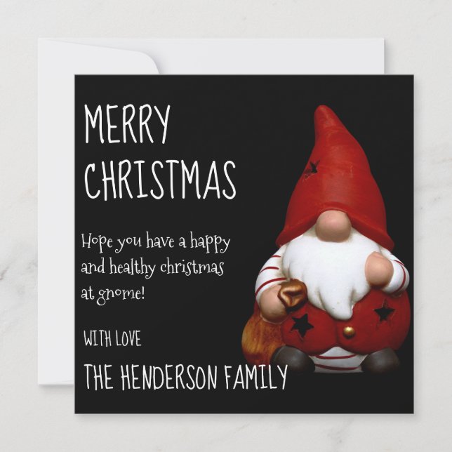 Tarjeta de Navidad del Gnomo de Santa | Tarjeta de (Anverso)