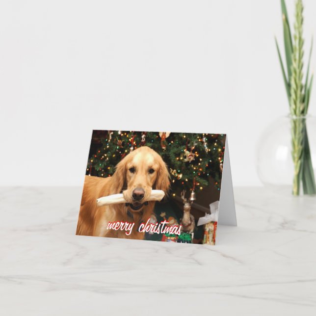 Tarjeta de Navidad del golden retriever (Anverso)