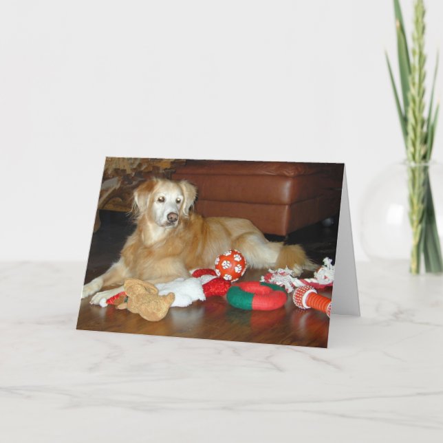 Tarjeta de Navidad del golden retriever (Anverso)