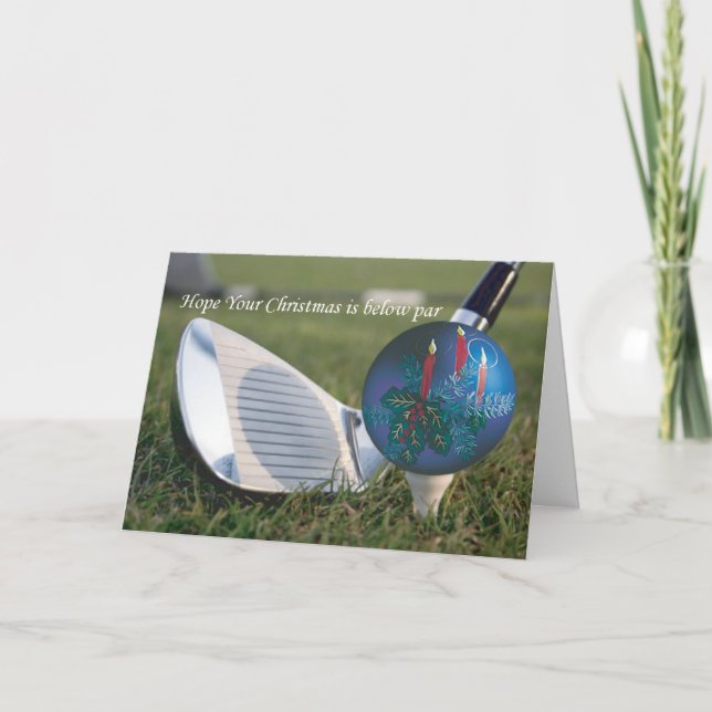 Tarjeta de Navidad del golf con verso especial (Anverso)