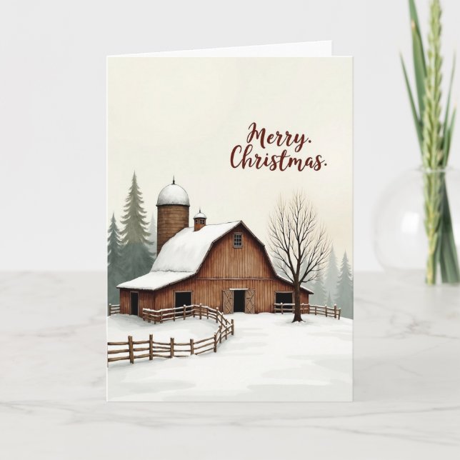 Tarjeta de Navidad del granero rústico (Anverso)