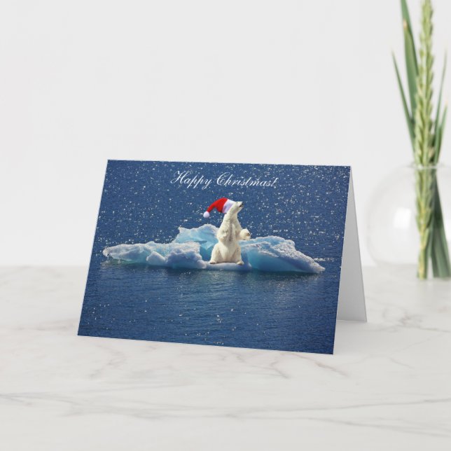 Tarjeta de Navidad del hielo del oso polar de las (Anverso)