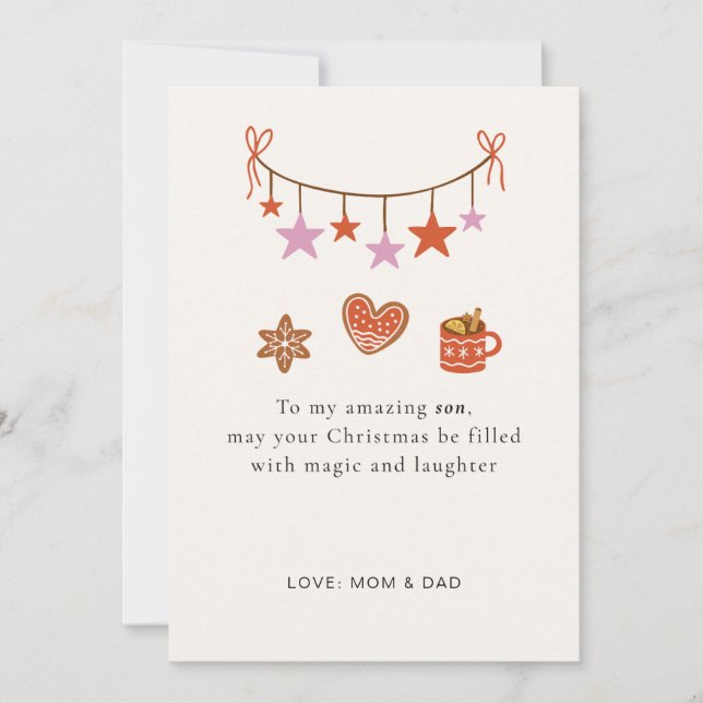 Tarjeta de Navidad del Hijo Personalizada Linda (Anverso)