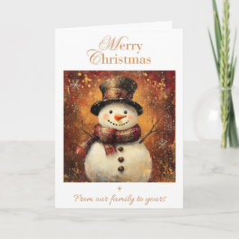 Tarjeta de Navidad del hombre de nieve vintage – F