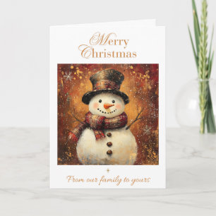 Tarjeta de Navidad del hombre de nieve vintage – F