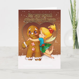 Tarjeta de Navidad del hombre de pan de jengibre y