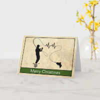 Tarjeta de Navidad del hombre de pesca con mosca c