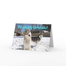 Tarjeta de Navidad del husky siberiano