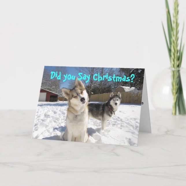 Tarjeta de Navidad del husky siberiano (Anverso)
