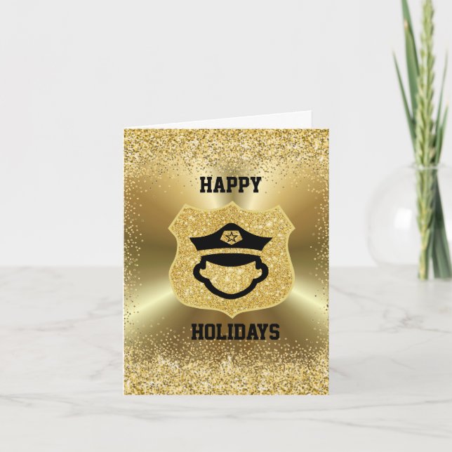 Tarjeta de Navidad del icono de la policía de oro (Anverso)