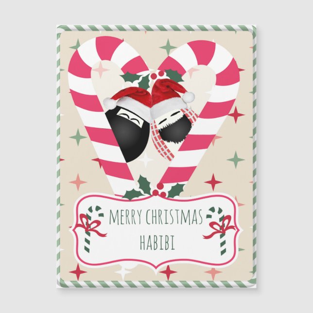 Tarjeta de Navidad del imán del corazón HABIBI de (Anverso)