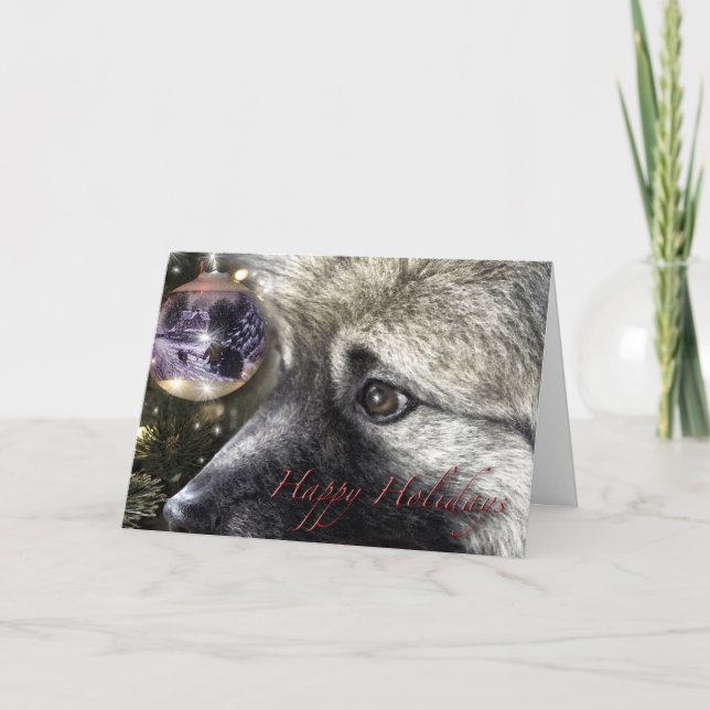 Tarjeta de Navidad del Keeshond (Anverso)
