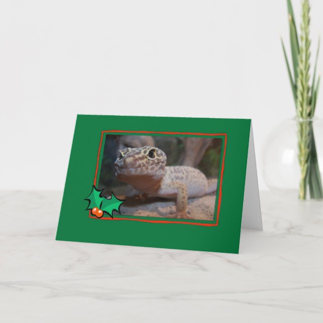 Tarjeta de Navidad del lagarto del Gecko (Anverso)