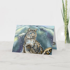 Tarjeta de Navidad del leopardo de las nieves