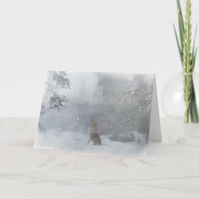 Tarjeta de Navidad del lobo buenas fiestas (Anverso)