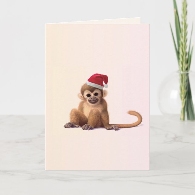 Tarjeta de Navidad del mono de los bebés del (Anverso)