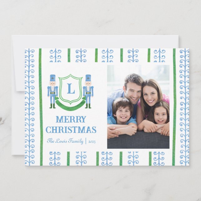 Tarjeta de Navidad del Monograma del Cascanueces (Anverso)