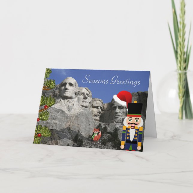Tarjeta de Navidad del monte Rushmore (Anverso)