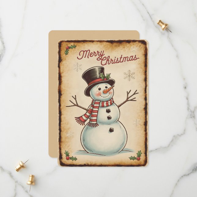 Tarjeta de Navidad del Muñeco de Nieve (Anverso/Reverso In Situ)