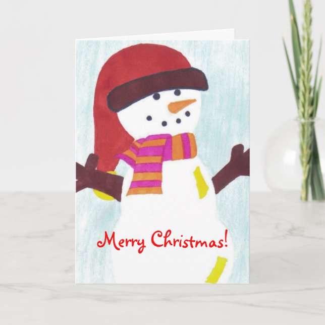 Tarjeta de Navidad del muñeco de nieve (Anverso)