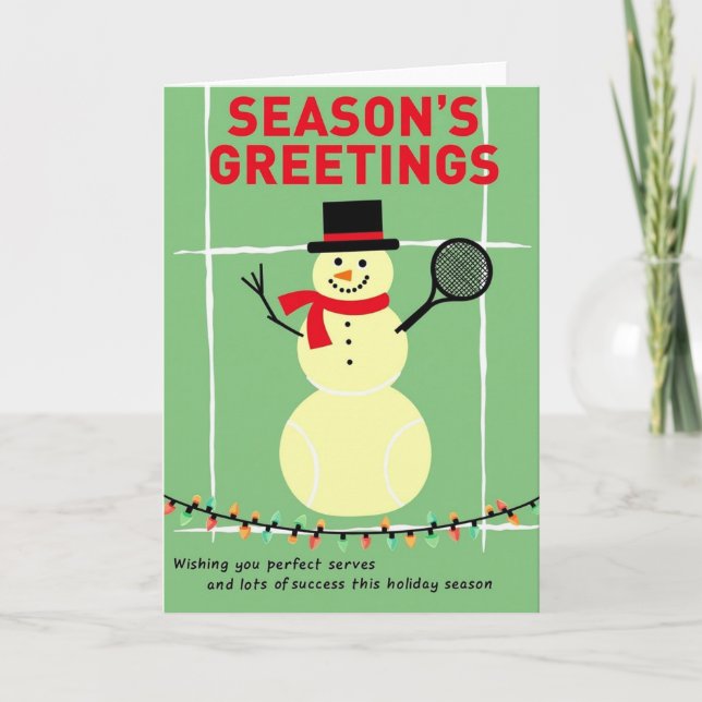 Tarjeta de Navidad del Muñeco de Nieve de Tenis (Anverso)