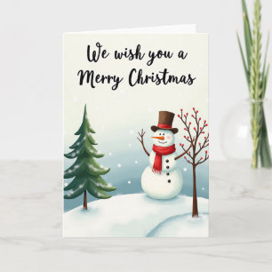 Tarjeta de Navidad del muñeco de nieve del árbol