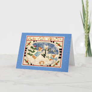Tarjeta de Navidad del muñeco de nieve del Corgi