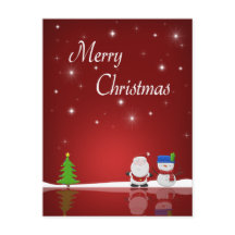 Tarjeta de Navidad del muñeco de nieve y Papá Noel