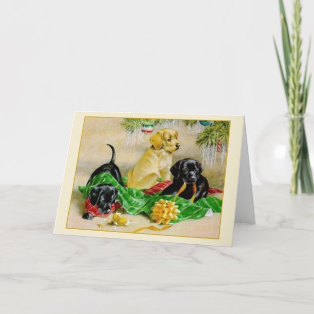 Tarjeta de Navidad del negro y del golden (Anverso)