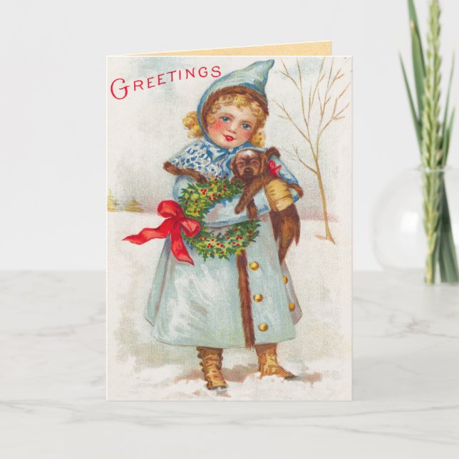 Tarjeta de Navidad del niño del Victorian (Anverso)
