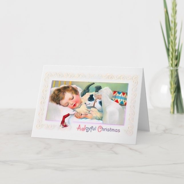 Tarjeta de Navidad del niño el dormir (Anverso)