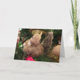 Tarjeta de Navidad del ornamento de la ardilla 7x5