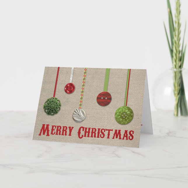 Tarjeta de Navidad del ornamento y de la arpillera (Anverso)