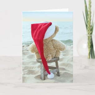 Tarjeta de Navidad del osito de peluche te extraña
