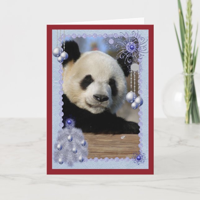Tarjeta de Navidad del oso de panda gigante (Anverso)