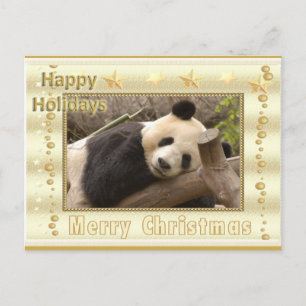 Tarjeta de Navidad del oso de panda gigante y de