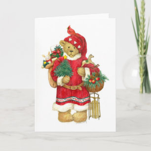 TARJETA DE NAVIDAD DEL OSO DE PELUCHE DE NOEL