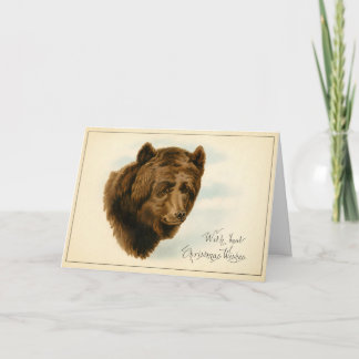 Tarjeta de Navidad del Oso Pardo Vintage