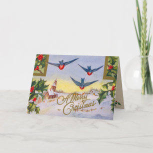 Tarjeta de Navidad del pájaro del Victorian